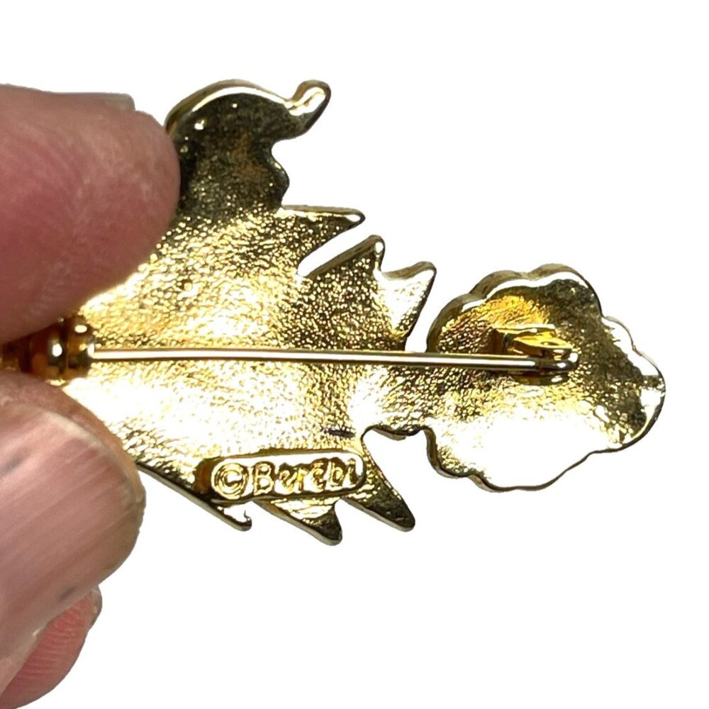 Edgar Berebi Santa Claus Rocket Christmas Tree Vtg Gold Enamel Pin Brooch 90s - Picture 4 of 4